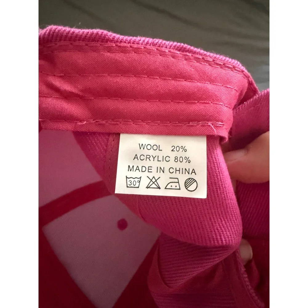 Hot Pink Baseball Cap Wool Blend Adjustable Hook and Loop Hat Magenta
